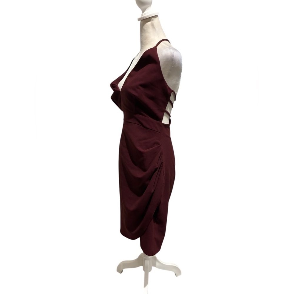 Charlotte Russe Wine Backless Draped Sheath Dress